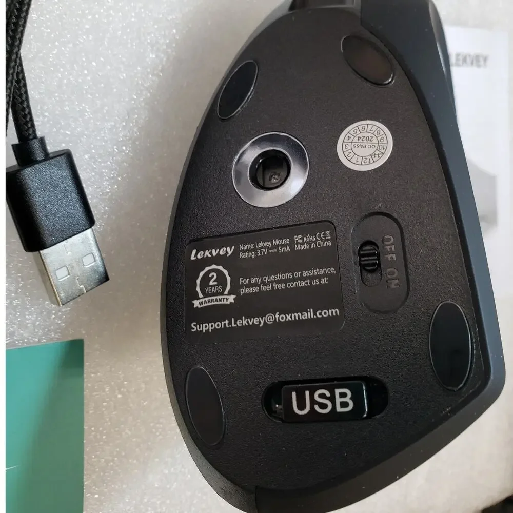 Lekvey Ergonomic Mouse, Vertical Wireless Mouse - Rechargeable 2.4GHz Optical